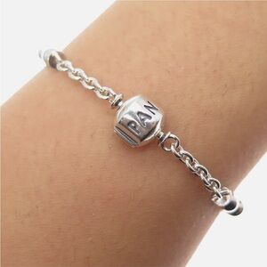 Retired PANDORA 925 Sterling Silver 5 Station Clip Capture Bracelet HTF 7.5 in
